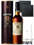Aberlour 10 Jahre Single Malt Whisky 0,7 Liter + 2 Glencairn Glser + 2 Schieferuntersetzer quadratisch 9,5 cm + Einwegpipette