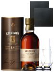 Aberlour 18 Jahre Single Malt Whisky 0,7 Liter + 2 Glencairn Glser + 2 Schieferuntersetzer quadratisch 9,5 cm + Einwegpipette