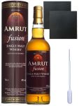 Amrut Fusion Indischer Whisky 0,7 Liter + 2 Glencairn Glser + 2 Schieferuntersetzer 9,5 cm + Einwegpipette 1 Stck