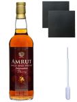Amrut Intermediate Sherry Indischer Whisky 0,7 Liter + 2 Glencairn Glser + 2 Schieferuntersetzer 9,5 cm + Einwegpipette 1 Stck