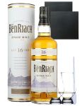 BenRiach 16 Jahre Single Malt Whisky 0,7 Liter + 2 Glencairn Glser + 2 Schieferuntersetzer und Einwegpipette