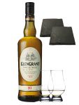 Glen Grant 10 Jahre Single Malt Whisky 0,7 Liter + 2 Glencairn Glser + 2 Schieferuntersetzer quadratisch ca. 9,5 cm