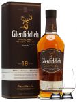Glenfiddich 18 Jahre neue Ausstattung Single Malt Whisky 0,7 Liter + 2 Glencairn Glser
