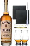 Jameson Crested Irish Whiskey 0,7 Liter + 2 Glencairn Glser + 2 Schieferuntersetzer 9,5 cm + Einwegpipette 1 Stck