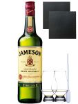 Jameson Irish Whiskey 0,7 Liter + 2 Glencairn Glser + 2 Schieferuntersetzer 9,5 cm + Einwegpipette