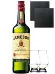 Jameson Irish Whiskey 0,7 Liter + 2 Glencairn Glser + 2 Schieferuntersetzer 9,5 cm