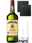 Jameson Irish Whiskey 1,0 Liter + 2 Glencairn Glser + 2 Schieferuntersetzer 9,5 cm + Einwegpipette 1 Stck