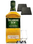 Tullamore Dew Blended Irish Whiskey 1,0 Liter + 2 Glencairn Glser + 2 Schiefer Glasuntersetzer 9,5 cm