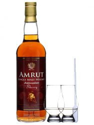 Amrut Intermediate Sherry Indischer Whisky 0,7 Liter + 2 Glencairn Gläser + Einwegpipette 1 Stück