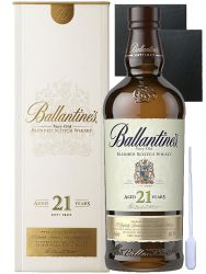 Ballantines 21 Jahre Blended Scotch Whisky + 2 Schieferuntersetzer 9,5 cm + Einwegpipette 1 Stck