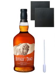 Buffalo Trace Bourbon Whiskey 0,7 Liter + 2 Schieferuntersetzer 9,5 cm + Einwegpipette 1 Stck