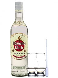 Havana Club Anejo Blanco aus Kuba 0,7 Liter + 2 Glencairn Glser und Einwegpipette