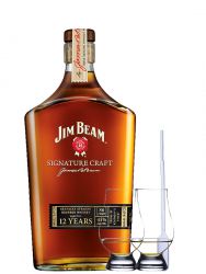 Jim Beam Signature Craft 12 Years Bourbon Whisky 0,7 Liter + 2 Glencairn Glser + Einwegpipette 1 Stck