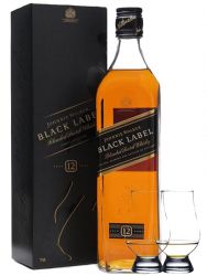 Johnnie Walker 12 Jahre Black Label 1,0 Liter + 2 Glencairn Glser