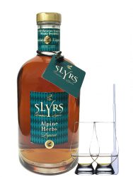 Slyrs Alpine Herbs Likör aus Deutschland 0,35 Liter + 2 Glencairn Gläser + Einwegpipette 1 Stück