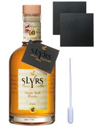 Slyrs Bavarian Whisky Deutschland 0,35 Liter + 2 Schieferuntersetzer 9,5 cm + Einwegpipette 1 Stück