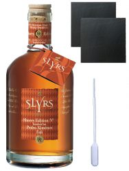 Slyrs Bavarian Whisky Pedro Ximenez PX 3 Deutschland 0,7 Liter + 2 Schieferuntersetzer 9,5 cm + Einwegpipette 1 Stück