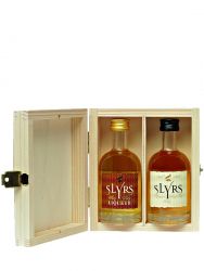 Slyrs Minis (Whisky & Likör) 2 x 0,05 Liter + Slyrs Holzkiste