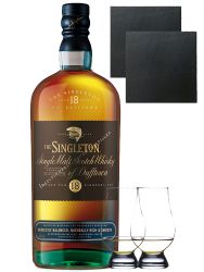 The Singleton of Dufftown 18 Jahre Single Malt Whisky 0,7 Liter + 2 Glencairn Glser + 2 Schieferuntersetzer 9,5 cm