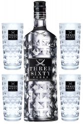 Three Sixty Vodka 3,0 Liter & 4 Three Sixty Longdrinkglser