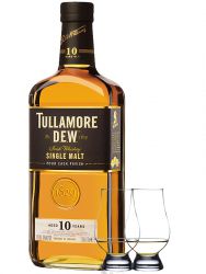Tullamore Dew 10 Jahre Irish Single Malt Whiskey 0,7 Liter + 2 Glencairn Glser