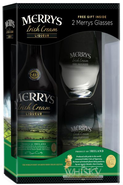 Merrys Irish Cream Likör in GP mit 2 Gläsern 0,7 Liter - 1aWhisky - Ihr ...