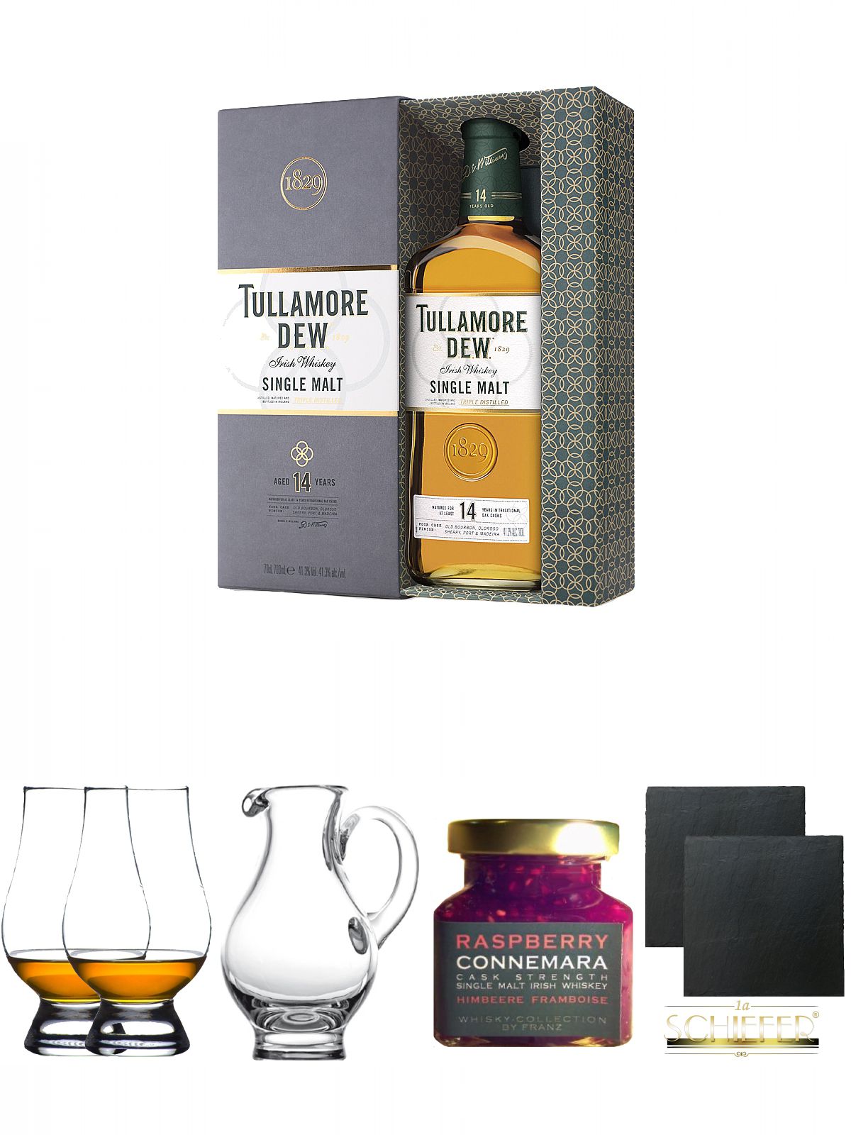 Tullamore Dew 14 Jahre Irish Single Malt Whiskey 0,7 Liter + The Glencairn  Glass Whisky