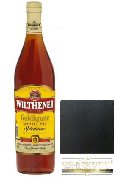 Wilthener Goldkrone Spirituose 3,0 Liter Magnum + Schieferuntersetzer -  1aWhisky - Ihr Whisky, Rum, Vodka Online Shop rund um die