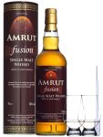 Amrut Fusion Indischer Whisky 0,7 Liter + 2 Glencairn Gläser + Einwegpipette 1 Stück
