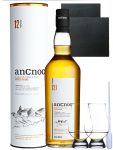 AnCnoc 12 Jahre Single Malt Whisky 0,7 Liter + 2 Glencairn Gläser + 2 Schieferuntersetzer 9,5 cm + Einwegpipette