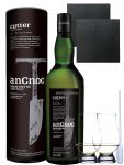 AnCnoc Cutter Limited Edition Single Malt Whisky 0,7 Liter + 2 Glencairn Gläser + 2 Schieferuntersetzer 9,5 cm  + Einwegpipette