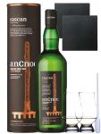 AnCnoc RASCAN Limited Edition Single Malt Whisky 0,7 Liter + 2 Glencairn Gläser + 2 Schieferuntersetzer 9,5 cm + Einwegpipette