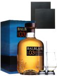 Balblair Vintage 2003 Single Malt Whisky 0,7 Liter + 2 Glencairn Glser + 2 Schieferuntersetzer 9,5 cm