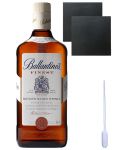 Ballantines Deluxe blended Scotch Whisky 0,7 Liter + 2 Schieferuntersetzer 9,5 cm + Einwegpipette 1 Stück