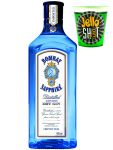 Bombay Sapphire Gin 0,5 Liter + Jello Shot Waldmeister Wackelpudding mit Wodka 42 Gramm Becher