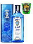 Bombay Sapphire Gin in Tube 0,7 Liter + Jello Shot Waldmeister Wackelpudding mit Wodka 42 Gramm Becher