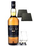 Caol Ila Distillers Whisky 0,7 Liter + 2 Glencairn Glser + 2 Schieferuntersetzer quadratisch 9,5 cm
