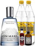 Gin-Set Gin Mare aus Spanien 0,7 Liter + Haymans Sloe Gin 5cl + Monkey 47 Schwarzwald Dry Gin 5 cl MINIATUR + 2 x Goldberg Tonic Water 1,0 Liter