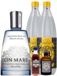 Gin-Set Gin Mare aus Spanien 0,7 Liter + Haymans Sloe Gin 5cl + Monkey 47 Schwarzwald Dry Gin 5 cl MINIATUR + 2 x Thomas Henry Tonic Water 1,0 Liter
