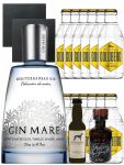 Gin-Set Gin Mare 0,7 Liter + Windspiel Gin 4cl + Filliers Gin 4cl, 12 x Goldberg Tonic 0,2 Liter + 2 Schieferuntersetzer