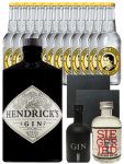Gin-Set Hendricks Gin 0,7 Liter + Black Gin 5cl + Siegfried Gin 4cl + 12 x Thomas Henry Tonic 0,2 Liter + 2 Schieferuntersetzer