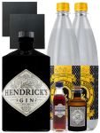 Gin-Set Hendricks Gin Small Batch 0,7 Liter + Haymans Sloe Gin 5cl + Monkey 47 Schwarzwald Dry Gin 5 cl MINIATUR + 2 x Thomas Henry Tonic Water 1,0 Liter + 2 Schieferuntersetzer quadratisch 9,5 cm