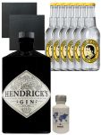 Gin-Set Hendricks Gin Small Batch 0,7 Liter + Nordes Atlantic Gin 0,05 Liter Miniatur + 6 Thomas Henry Tonic Water 0,2 Liter + 2 Schieferuntersetzer quadratisch 9,5 cm