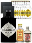 Gin-Set Hendricks Gin Small Batch 0,7 Liter + Siegfried Dry Gin Deutschland 4cl + Gordons Dry Gin 5cl + 8 x Goldberg Tonic Water 0,2 Liter + 2 Schieferuntersetzer quadratisch 9,5 cm