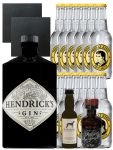 Gin-Set Hendricks Gin Small Batch 0,7 Liter + Windspiel Premium Dry Gin Deutschland 0,04 Liter + Filliers Premium Dry Gin Belgien 0,05 Liter MINIATUR, 12 x Thomas Henry Tonic Water 0,2 Liter + 2 Schieferuntersetzer quadratisch 9,5 cm