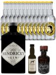 Gin-Set Hendricks Gin Small Batch 0,7 Liter + Windspiel Premium Dry Gin Deutschland 0,04 Liter + Filliers Premium Dry Gin Belgien 0,05 Liter MINIATUR, 12 x Thomas Henry Tonic Water 0,2 Liter