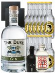 Gin-Set The Duke Gin 0,7 Liter + Black Gin 5cl + Siegfried  Gin 4cl + 12 x Thomas Henry Tonic Water 0,2 Liter + 2 Schieferuntersetzer