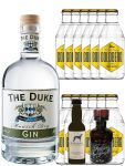 Gin-Set The Duke Gin 0,7 Liter + Windspiel Gin 4cl, Filliers Gin 4cl + 12 x Goldberg Tonic 0,2 Liter