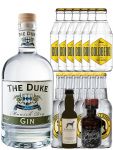 Gin-Set The Duke Gin 0,7 Liter + Windspiel Gin 4cl + Filliers Premium Gin 4cl, 6 x Thomas Henry Tonic 0,2 Liter, 6 x Goldberg Water 0,2 Liter
