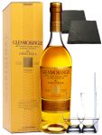 Glenmorangie 10 Jahre The Original Single Malt Whisky 0,7 Liter + 2 Glencairn Gläser + 2 Schieferuntersetzer quadratisch 9,5 cm + Einwegpipette